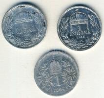 1893+1915. 1K Ag (2x) klf + Ausztria 1894. 1K Ag T:3