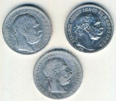 1893+1915. 1K Ag (2x) klf + Ausztria 1894. 1K Ag T:3