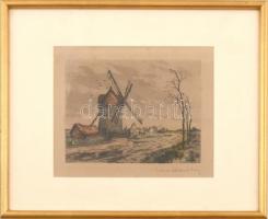 Olvashatatlan jelzéssel: Malom. Szélmalom Rézkarc, jelzett, üvegezett keretben. 14x20 cm