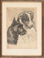 Reimann Lajos: Kutyák. Rézkarc 18x24 cm