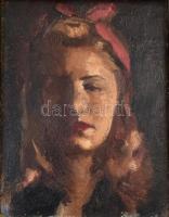 Szőnyi (Steidl) Jenő (1902-1993): Női portré. Olaj, karton. Jelzés nélkül Keretben. 24x33 cm