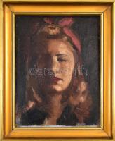 Szőnyi (Steidl) Jenő (1902-1993): Női portré. Olaj, karton. Jelzés nélkül Keretben. 24x33 cm