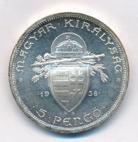 1938. 5P Ag "Szent István" T:1- patina Adamo P8.1