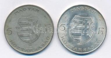 1947. 5Ft Ag "Kossuth" (2x) T:2-,3 patina Adamo F8.1