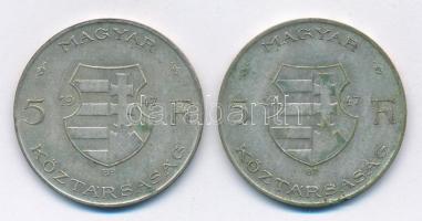 1947. 5Ft Ag "Kossuth" (2x) T:2- patina Adamo F8.1