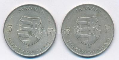 1947. 5Ft Ag "Kossuth" (2x) T:2- patina Adamo F8.1