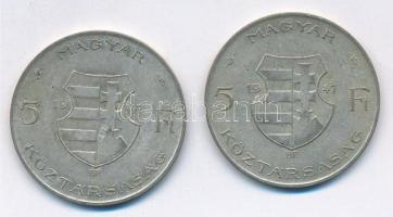 1947. 5Ft Ag "Kossuth" (2x) T:2-,3 patina Adamo F8.1