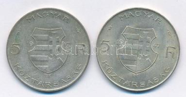 1947. 5Ft Ag "Kossuth" (2x) T:2,2-patina Adamo F8.1
