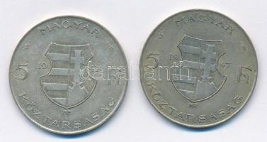 1947. 5Ft Ag "Kossuth" (2x) T:2- patina Adamo F8.1