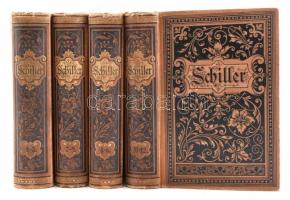 Schillers Sämmtliche Werke 1-12. (4 kötetben.) Leipzig, én., Philipp Recalm. Német nyelven. Kiadói festett egészvászon-kötés, kopott borítóval.