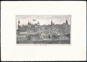 Jelzés nélkül: Buda 1470 körül. Rézkarc, papír. 10,5x19 cm