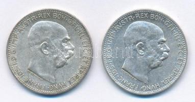 Ausztria 1912-1913. 1K Ag Ferenc József (2xklf) T:2 Austria 1912-1913. 1 Corona Ag Franz Joseph (2xdiff) C:XF Krause KM#2820