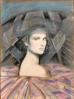 Maja 88 jelzéssel, feltehetően jugoszláv festő munkája: Női portré. Pasztell, papír. Üvegezett fa keretben. 66x47 cm