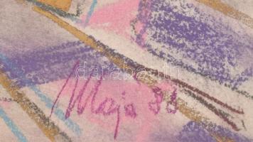 Maja 88 jelzéssel, feltehetően jugoszláv festő munkája: Női portré. Pasztell, papír. Üvegezett fa ke...