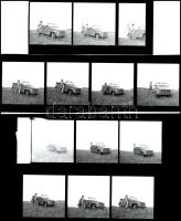 cca 1988 Menesdorfer Lajos (1941-2005) budapesti fotóművész hagyatékából jelzés nélküli vintage kontaktok, összesen 23 db kép, közös fotópapírokon (Katonásdi), 6x6 cm