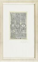 Kass János (1927-2010): Háromkirályok. Rézkarc, papír, jelzett, üvegezett keretben. 14,5x9,5 cm