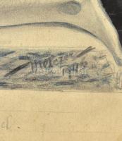 Melczer Jenő: Női szobor. Ceruza, papír. Jelzett. 32x44 cm