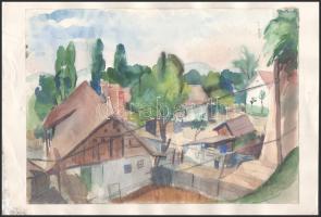 Ducsay Béla (1893-1967): Falu belső. Akvarell, papír, jelzett, hagyatéki bélyegzővel, 26x38 cm
