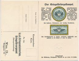 Der Kriegsfürsorgestempel / WWI Austro-Hungarian K.u.K. military support fund, folding card (lyukak / pinholes)