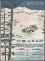 1933 Renault karácsonyi ajánlat gépkocsi reklám plakát. Két oldalas, szélén sérült / Renaiult Christmas offer poster. Double sided.Damaged on the sides 28x38 cm