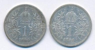 Ausztria 1898-1899. 1K Ag "Ferenc József" (2x) T:3 Austria 1898-1899. 1 Corona Ag "Fr...
