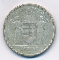 1930. 5P Ag "Horthy jobbra" T:2 patina 
Adamo P8