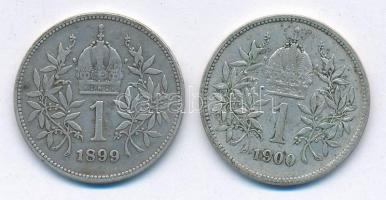 Ausztria 1899-1900. 1K Ag "Ferenc József" (2xklf) T:2- Austria 1899-1900. 1 Corona Ag &quo...
