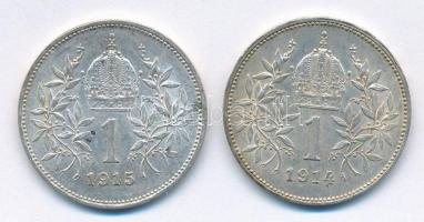 Ausztria 1914-1915. 1K Ag "Ferenc József" (2xklf) T:1-,2 Austria 1914-1915. 1 Corona Ag &q...