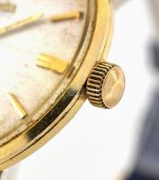 Omega Seamaster kézi felhúzós karóra. fém tokkal, szép, szövet hatású számlappal, kék bőr szíjjal, m...