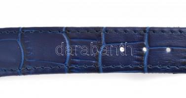 Omega Seamaster kézi felhúzós karóra. fém tokkal, szép, szövet hatású számlappal, kék bőr szíjjal, m...