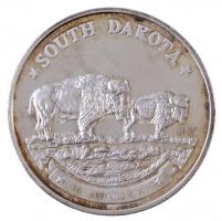Amerikai Egyesült Államok 1987. Dél-Dakota Ag emékérem eredeti tokban (31,20g/0.999/39mm) T:1- (PP) USA 1987. South Dakota Ag commemorative medallion in original case (31,20g/0.999/39mm) C:AU (PP)
