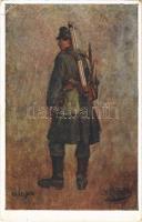 1918 Sappeur mit Zimmermannsausrüstung. K.u.K. Sappeurtruppe / WWI Austro-Hungarian K.u.K. military art postcard, sapper s: A. D. Goltz (EK)