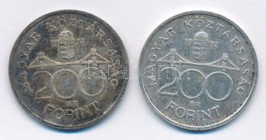 1992. 200Ft Ag "MNB" (2x) T:2 patina Adamo F13
