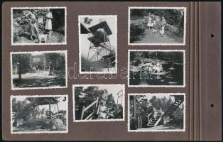 cca 1928 Bécsi repülőtér, 8 db vintage fotó egy közös albumlapon, a másik oldalán is van 8 db fotó, ...