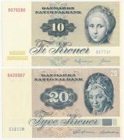 Dánia 1977. (1972) 10K + 1981. (1972) 20K T:I- sarokhajlás Denmark 1977. (1972) 10 Kroner + 1981. (1972) 20 Kroner C:AU folded corner Krause 48, 49c