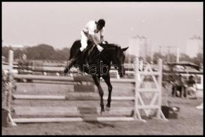 cca 1980-as évek, Magyar Alfréd budapesti fotóművész lovakról, lovasokról, akadálypályán ugrásokról ...