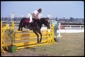 cca 1980-as évek, Magyar Alfréd budapesti fotóművész lovakról, lovasokról, akadálypályán ugrásokról ...