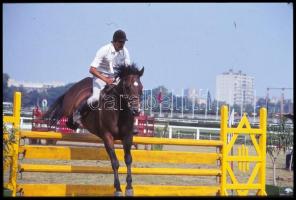 cca 1980-as évek, Magyar Alfréd budapesti fotóművész lovakról, lovasokról, akadálypályán ugrásokról ...