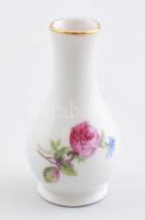 Hollóházi rózsás mini váza, matricás, jelzett, hibátlan. m: 5 cm