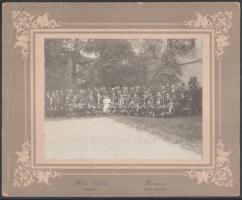 cca 1905 Komárom, katonatisztek sok kitüntetéssel, csoportkép, Bokor Gyula fényképész felvétele, 16,5x21,5 cm, karton 26,5x33 cm