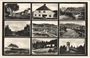 Kőrösmező, Yasinia, Yasinya, Jaszinya, Jassinja, Jasina; mozaiklap vasútállomással / multi-view postcard with railway station