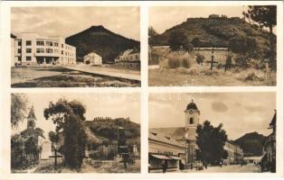 1943 Huszt, Chust, Khust; mozaiklap várral és temetővel / multi-view postcard with castle ruins and cemetery (EK)