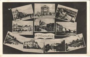 1938 Beregszász, Beregovo, Berehove; mozaiklap zsinagógával. Schönberger kiadása / multi-view postcard with synagogue (fl)