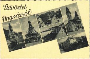 Ungvár, Uzshorod, Uzhhorod, Uzhorod; mozaiklap / multi-view postcard