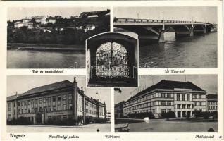 1940 Ungvár, Uzshorod, Uzhhorod, Uzhorod; Vár és tanítóképző, Új Ung híd, várkapu, Rendőrségi palota, Adóhivatal / castle, teachers' training institute, Uzh bridge, castle gate, police station, tax office (b)