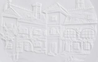 Herendi Porcelángyár emléktál, biszkvit/fehér mázas, jelzés nélkül, apró kopásnyomokkal, d: 18 cm. F...