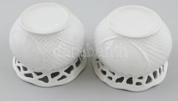 Herendi áttört tálkák 2 db. Fehér mázas, jelzés nélkül, hibátlan d: 12 cm, m: 8,5 cm