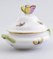 Herendi Rotschild mintás lepkés cukordoboz, jelzett, hibátlan m:10 cm, 13,5 cm