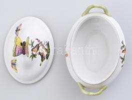 Herendi Rotschild mintás lepkés cukordoboz, jelzett, hibátlan m:10 cm, 13,5 cm