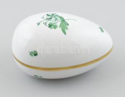 Herendi zöld virág AS mintás porcelán tojás. Kézzel festett, jelzett, hibátlan 16,5 cm